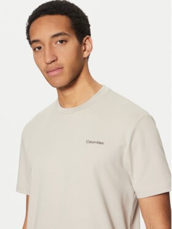 Calvin Klein T-Shirt Micro Logo K10K109894 Beżowy Regular Fit