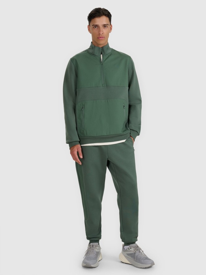 4F Bluza dresowa nierozpinana bez kaptura męska - oliwkowa/khaki M