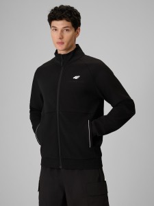 4F Bluza dresowa regular bez kaptura męska - czarna XL
