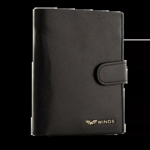 WINGS Męski portfel ze skóry naturalnej koziej zapinany Black