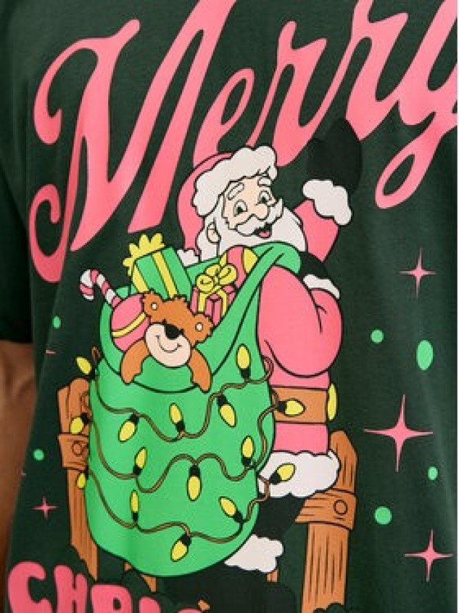 Jack & Jones T-Shirt Holiday Cartoon 12287550 Zielony Relaxed Fit