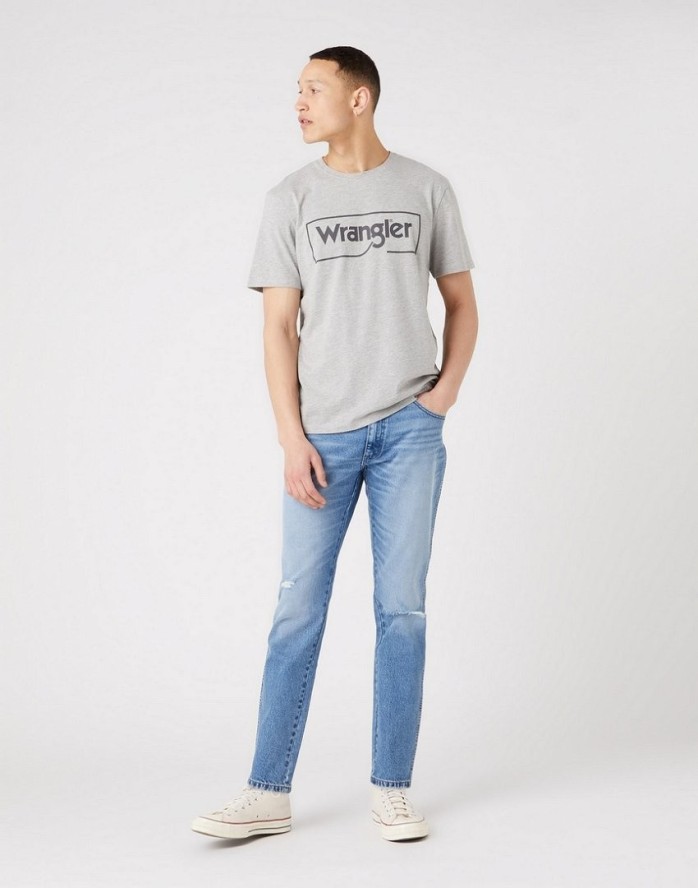 WRANGLER FRAME LOGO TEE MĘSKI T-SHIRT KOSZULKA NADRUK MID GREY W70JD3X37 112320767