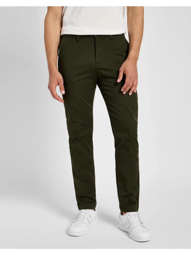 LEE MĘSKIE SPODNIE MATERIAŁOWE SLIM CHINO OLIVE NIGHT 112355772 L71L016192