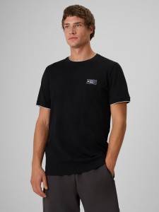 4F T-shirt regular gładki męski - czarny XXL