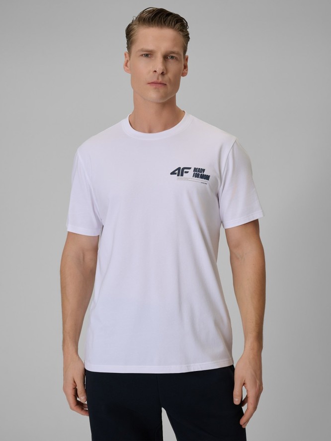 4F T-shirt regular gładki męski - biały XL