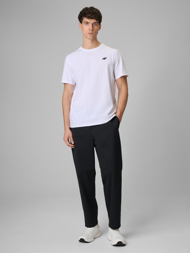 4F T-shirt regular gładki męski - biały S
