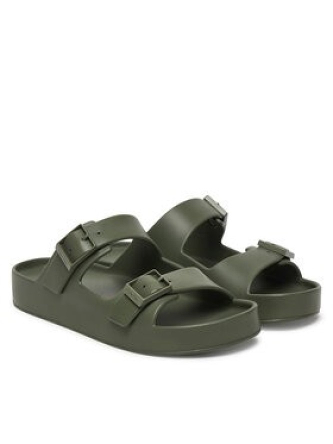 Calvin Klein Klapki Ergon Eva Double Bar Sandal HM0HM02116 Zielony