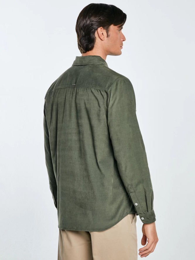 Koszula męska z drobnego sztruksu khaki Cordwis 303