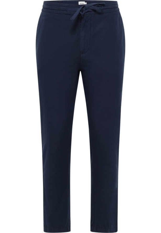 Męskie Spodnie Jeansowe Mustang Style Milano Linen Jogger Navy Blazer 1016436 5324