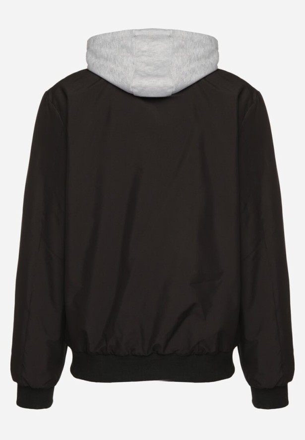 Czarna Kurtka Bomberka Zapinana na Napy Wykończona Ściągaczem Nevelisea