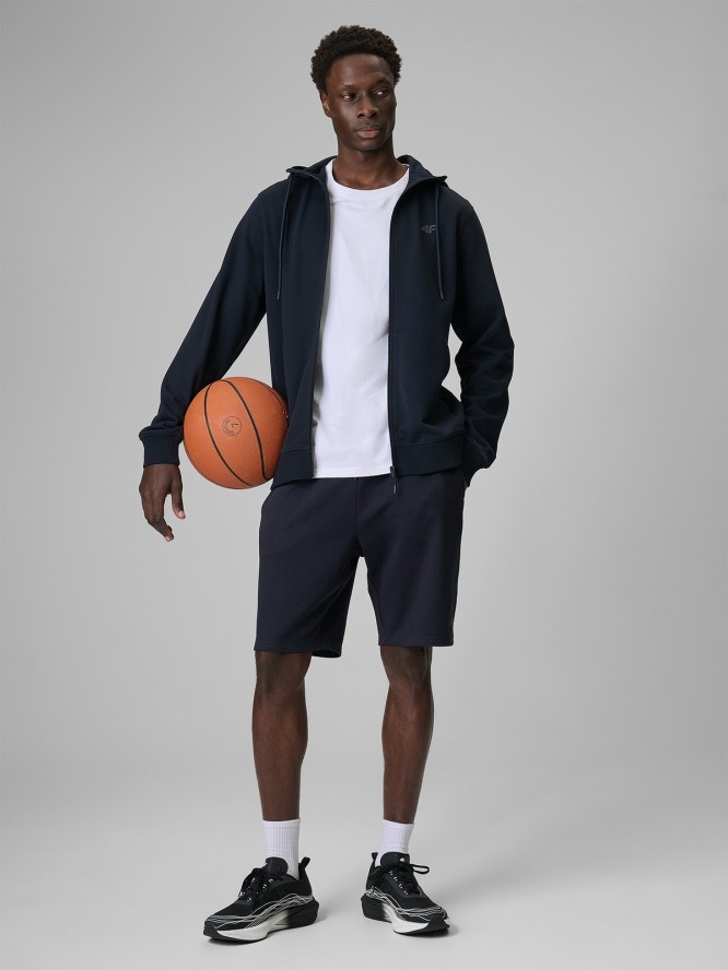 4F Bluza dresowa regular z kapturem męska - granatowa XXL