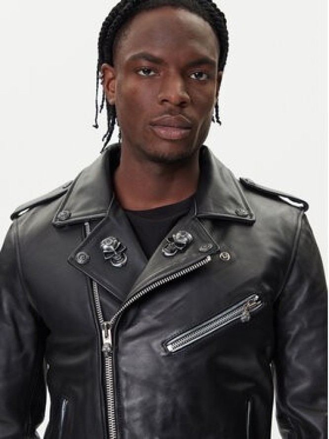 NEW ROCK Kurtka skórzana W-NRLMJ076-S1 Czarny Regular Fit