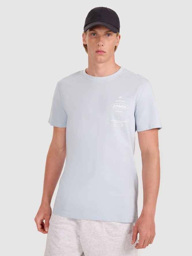 4F T-shirt regular z nadrukiem męski - niebieski L