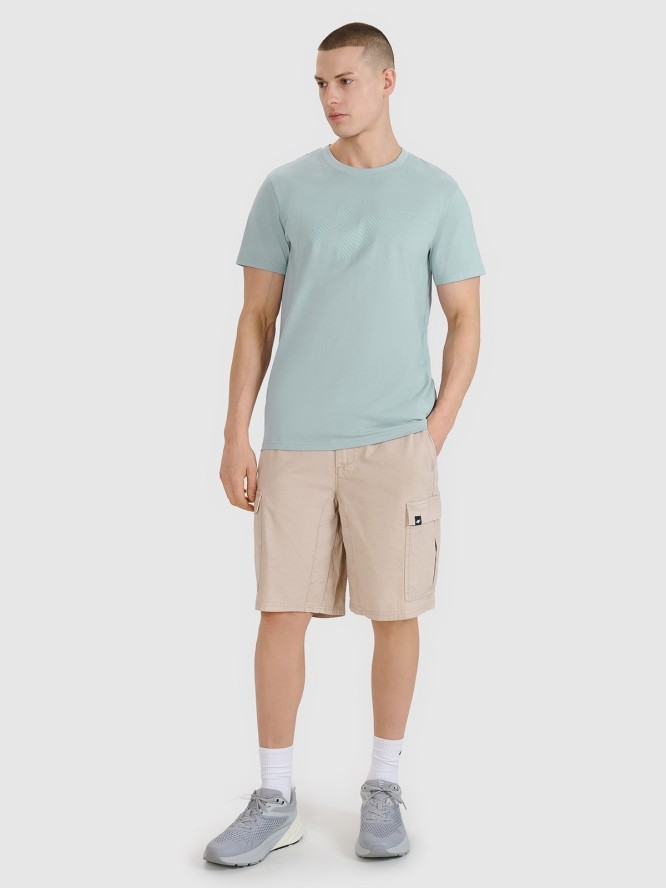 4F T-shirt regular z nadrukiem męski - niebieski L