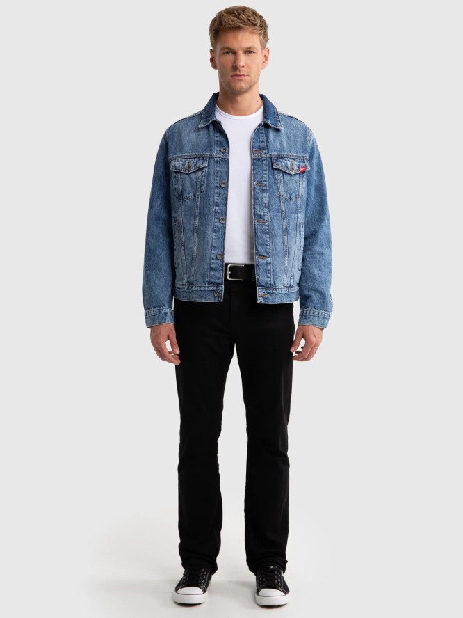 Jeansy męskie z prostą nogawką czarne Trent 915