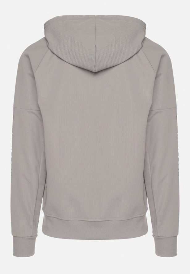 Szara Bluza z Kapturem z Ozdobną Aplikacją Napolene