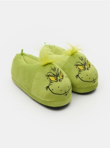 Kapcie z motywem świątecznym Grinch - zielony