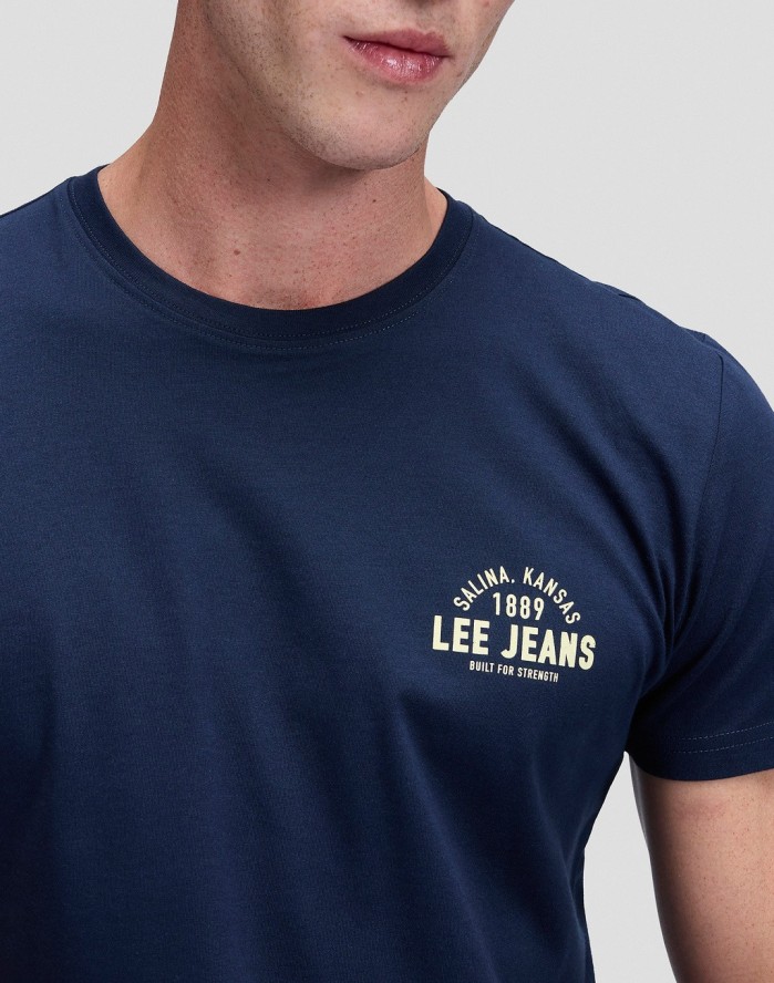 MĘSKA KOSZULKA LEE SMALL LOGO TEE RIVET NAVY 112376517