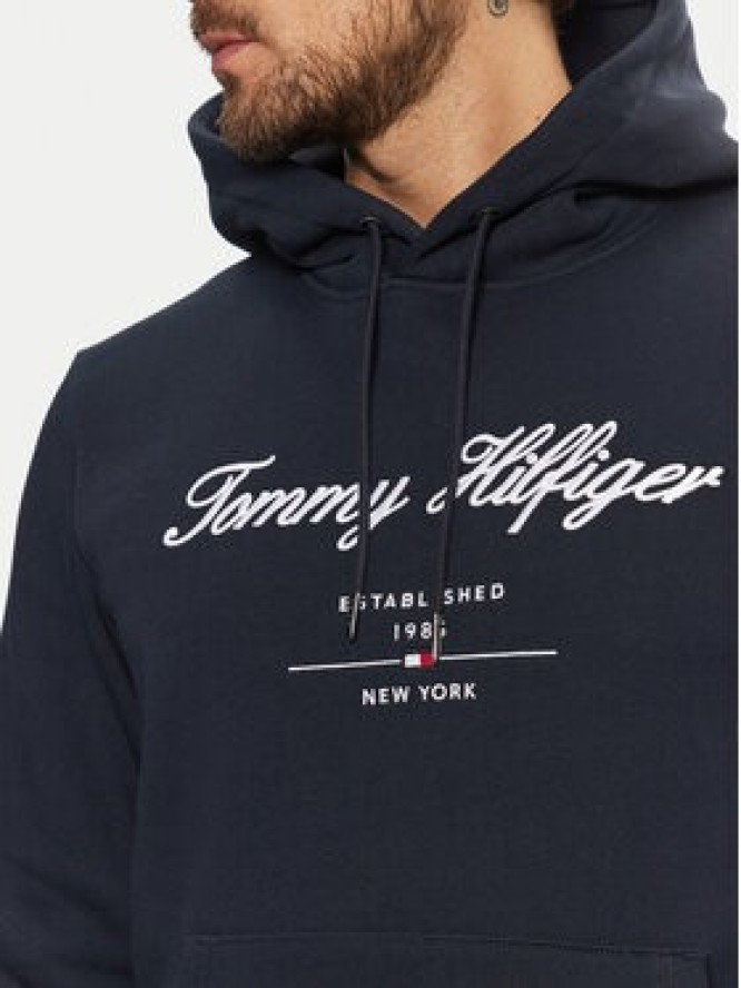 Tommy Hilfiger Bluza Script Logo MW0MW33631 Granatowy Regular Fit