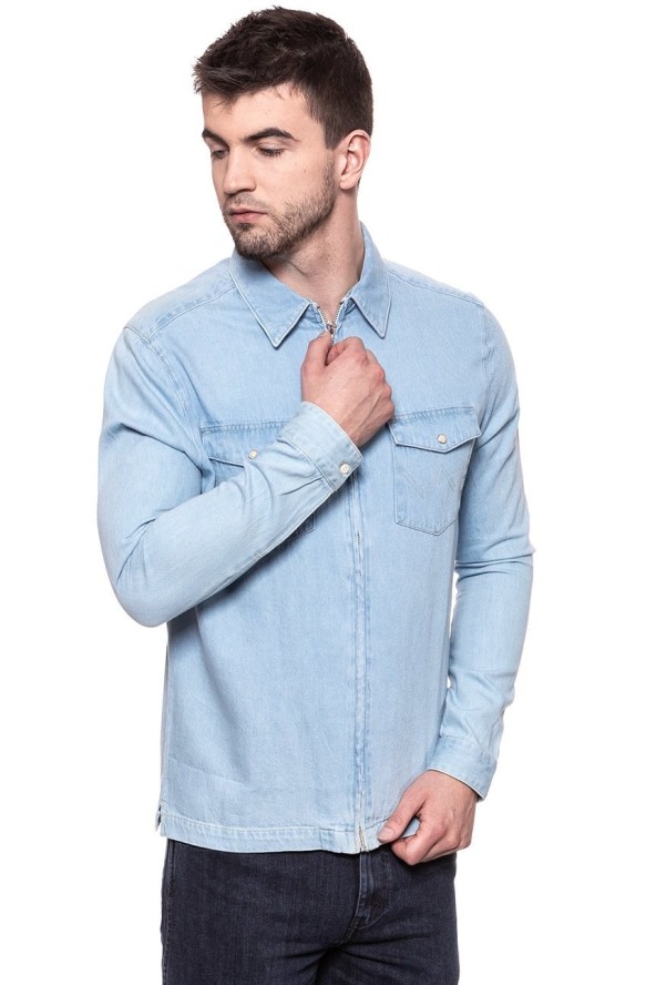 KOSZULA JEANSOWA MĘSKA WRANGLER SHACKET LIGHT INDIGO W5A031D4E 112129921