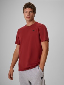 4F T-shirt regular gładki męski - burgundowy L