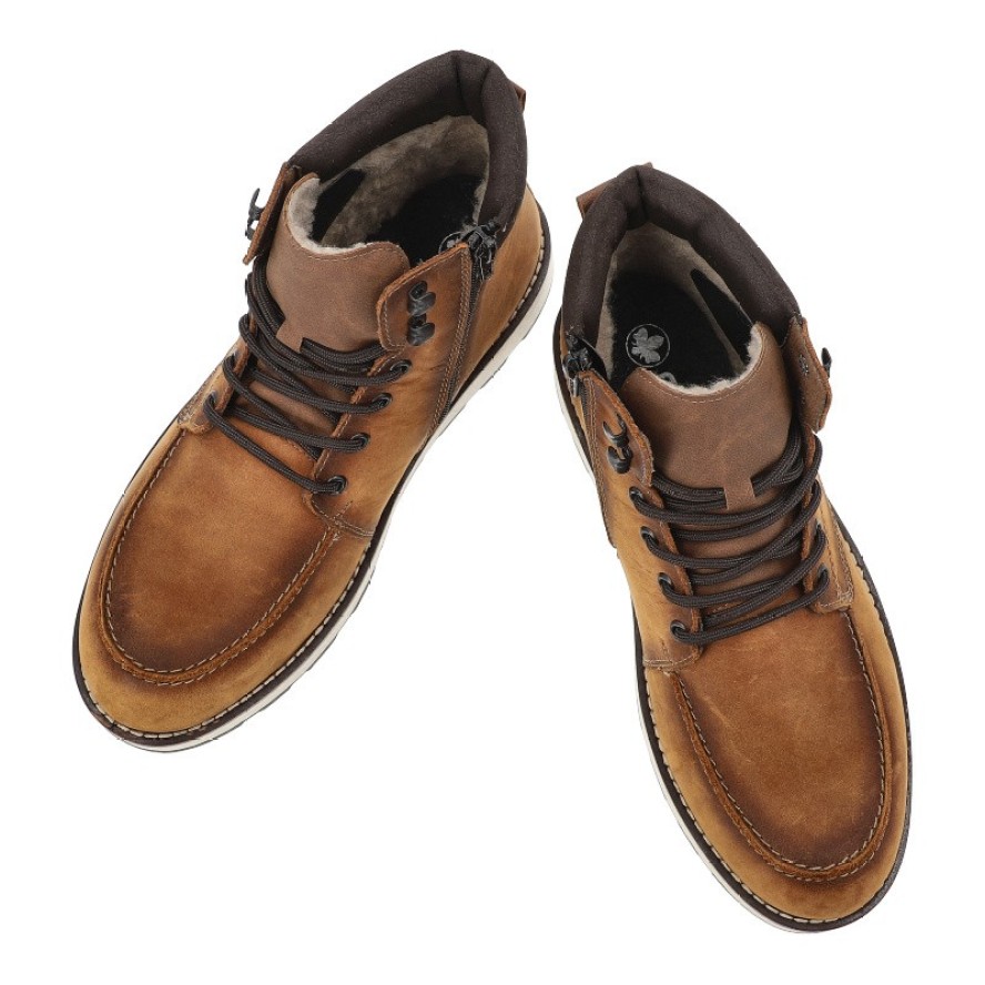 Żółte Botki Rieker Skórzane Trzewiki Męskie