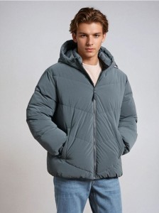 Kurtka pikowana z kapturem - szary