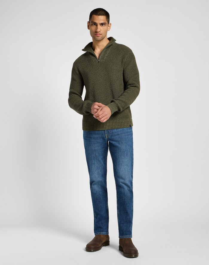 LEE MĘSKI SWETER HALF ZIP KNIT MERCANTILE GREEN 112355675 L83Y008526