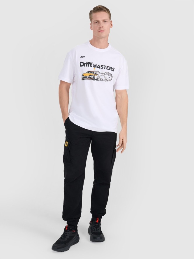 4F T-shirt regular z nadrukiem uniseks 4F x Drift Masters - biały XS