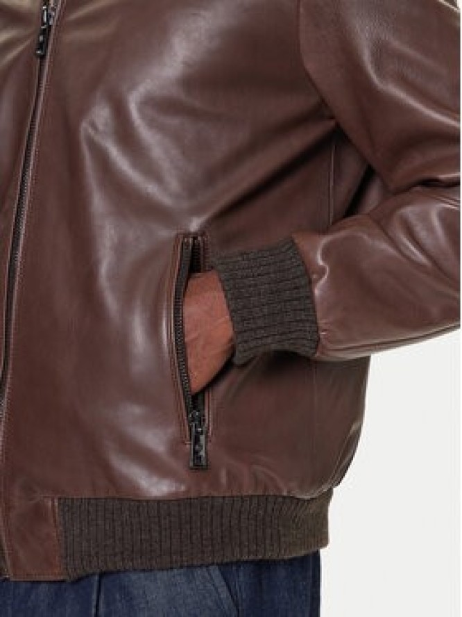 Milestone Kurtka skórzana MSNaldo 53101821280 Brązowy Regular Fit