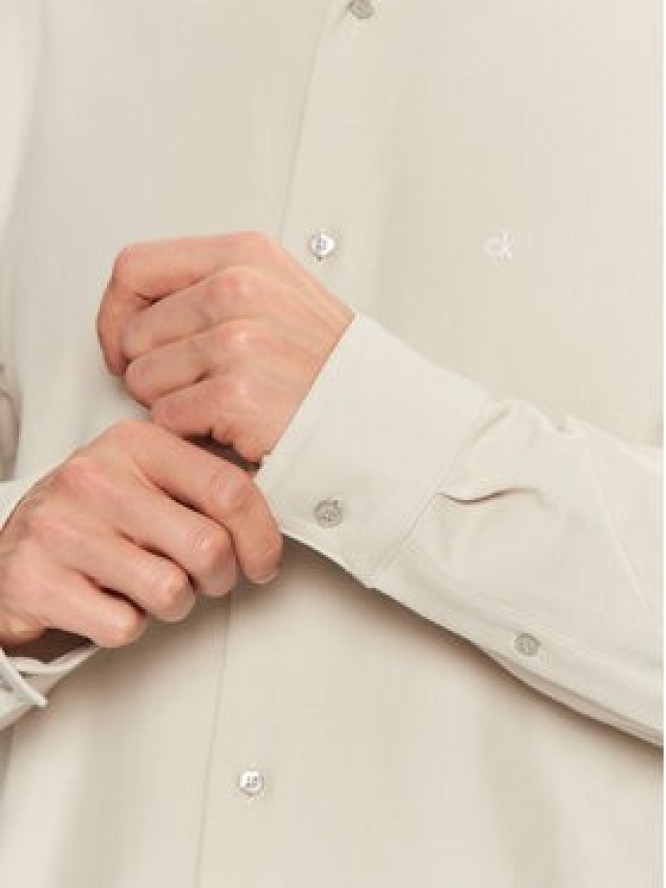 Calvin Klein Koszula Pique Jersey Shirt K10K113311 Beżowy Regular Fit