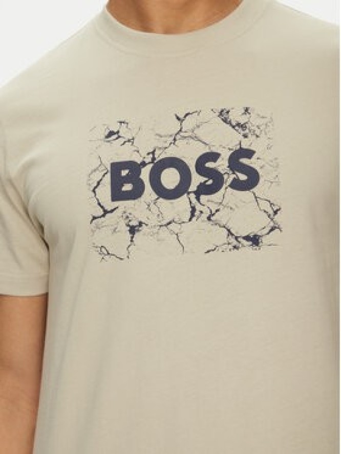 BOSS T-Shirt Logo Space 50539186 Beżowy Regular Fit