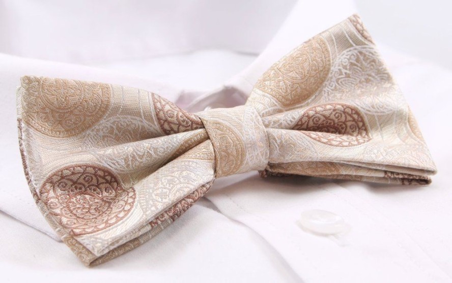 Mucha Męska Alties z Poszetką - Beżowa we Wzory