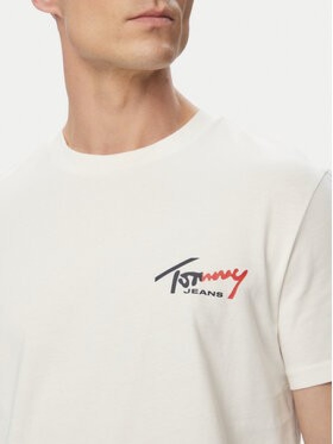 Tommy Jeans T-Shirt DM0DM22538 Biały Slim Fit