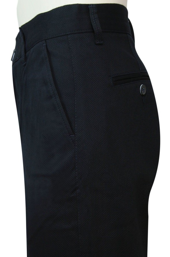Spodnie z Elastanem, Granatowe, Casualowe, Zwężana Nogawka, Męskie -RIGON
