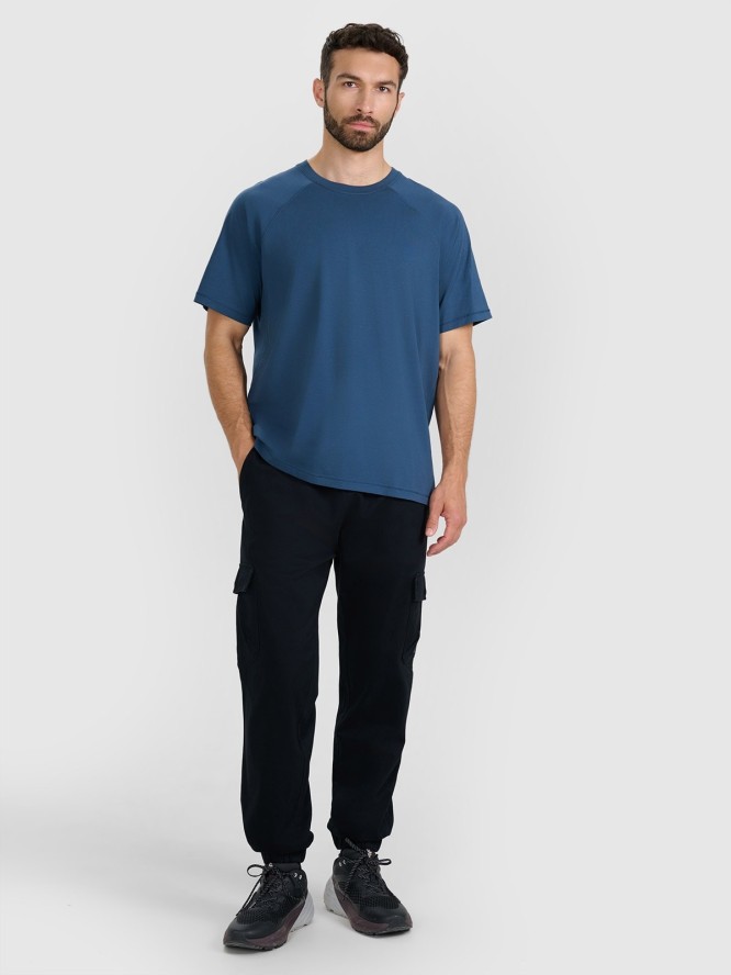 4F T-shirt oversize gładki męski - turkusowy M