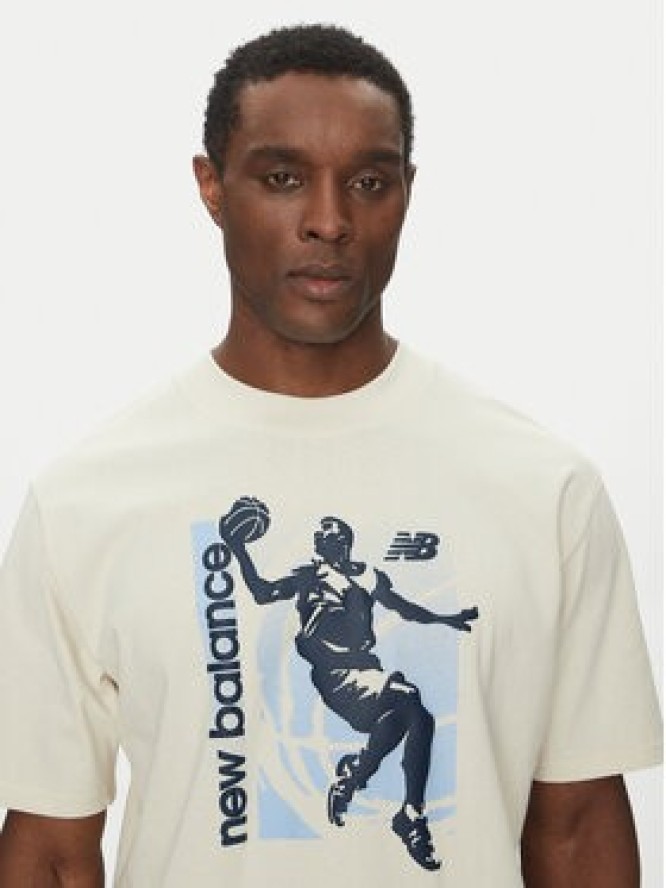 New Balance T-Shirt MT51605 Beżowy Oversize