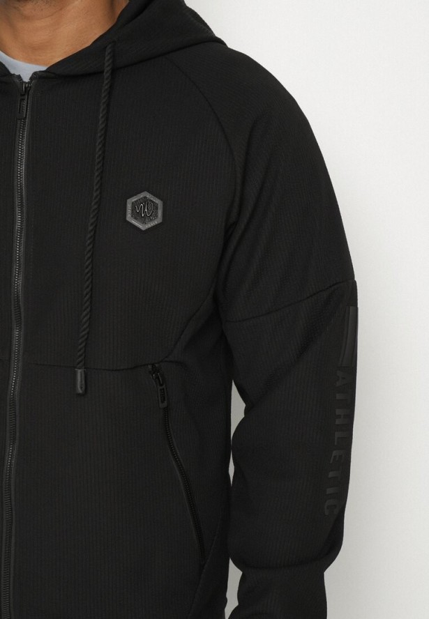 Czarna Bluza z Kapturem z Ozdobną Aplikacją Napolene