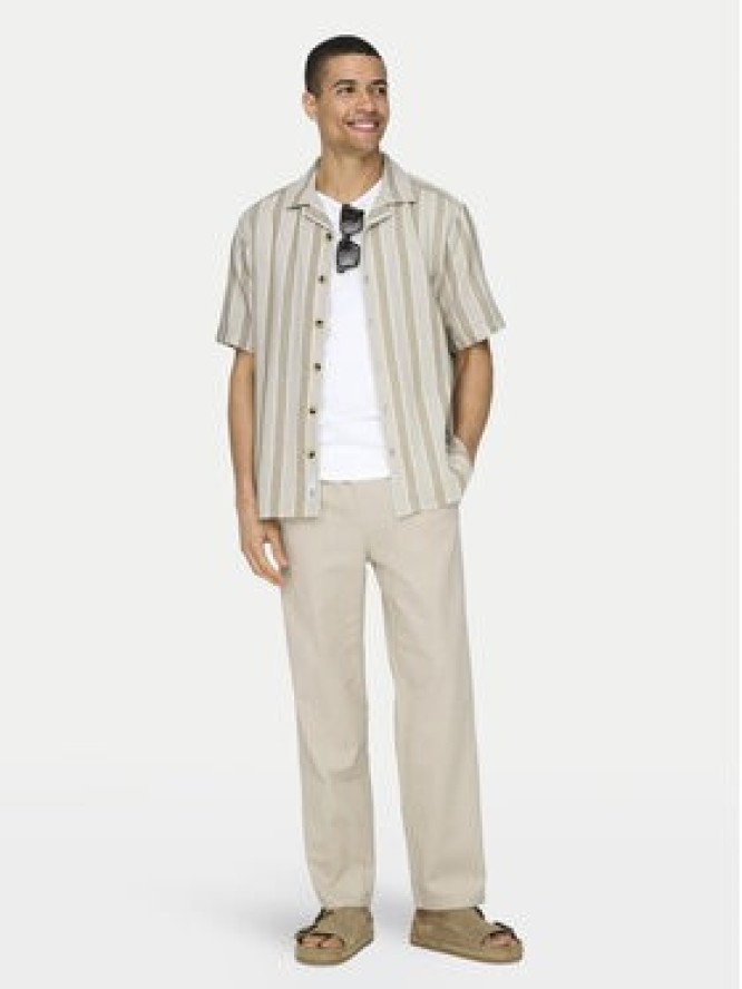 Only & Sons Spodnie materiałowe Sinus 22028267 Beżowy Loose Fit