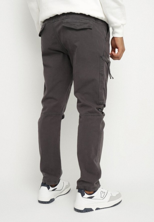 Szare Spodnie Cargo z Bawełny z Kieszeniami Aliria