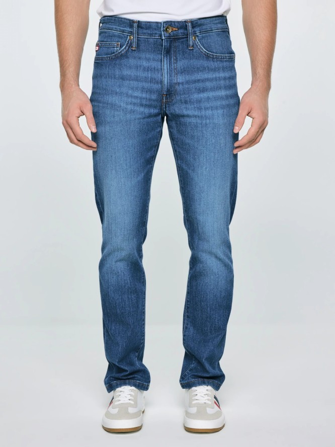 Jeansy męskie dopasowane granatowe Terry High Waist 552