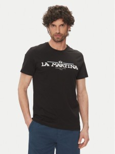 La Martina T-Shirt Aguer MAR304 JS206 Czarny Regular Fit