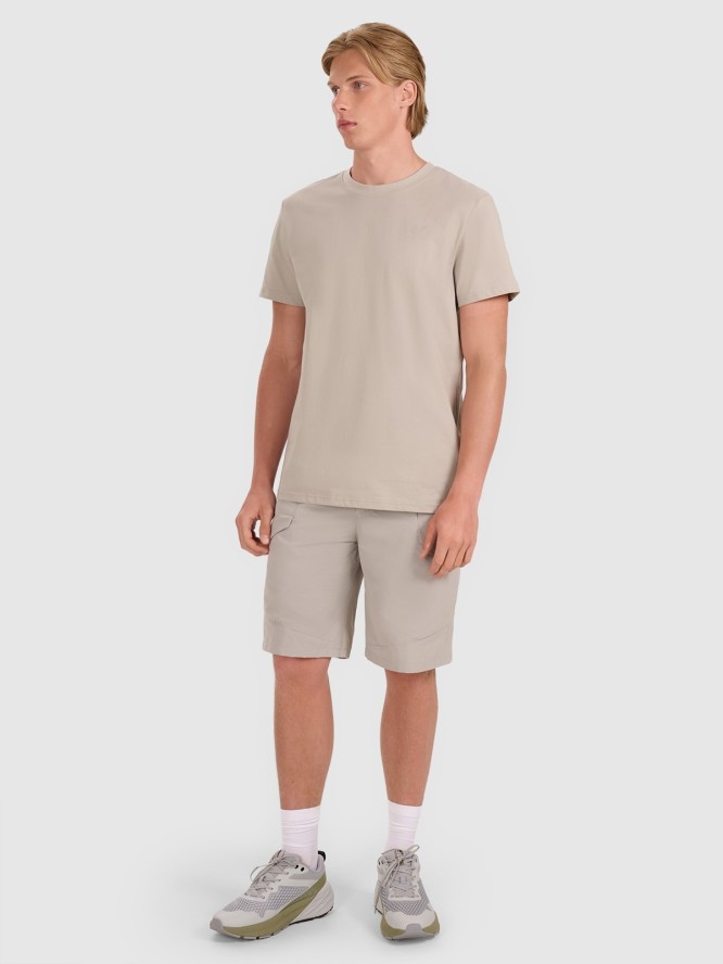 4F T-shirt regular gładki męski - szary S