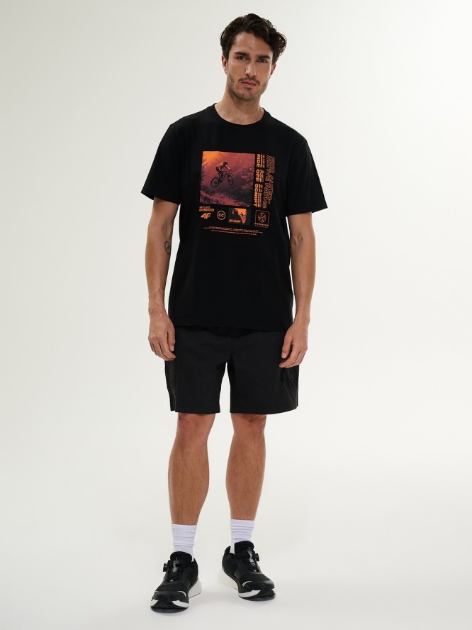 4F T-shirt relaxed z nadrukiem męski - czarny L