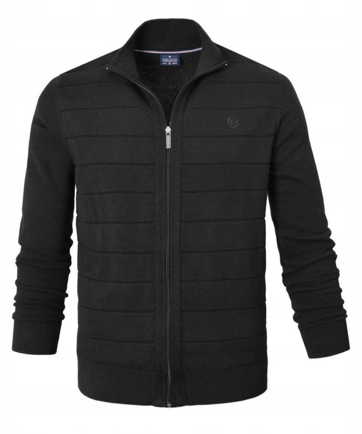 Rozpinany Sweter Męski (Kardigan) - Pako Jeans - Czarny