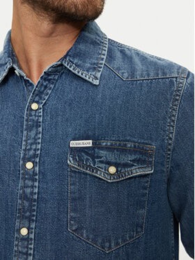 Guess Jeans Koszula jeansowa M4YH55 D5EI1 Granatowy Slim Fit
