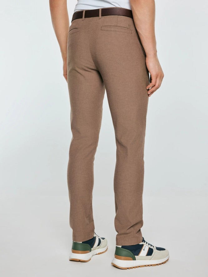 Spodnie męskie chinosy w drobny wzorek beżowe Erhati 801