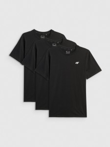 4F T-shirt regular gładki męski (3-pack) - czarny XL