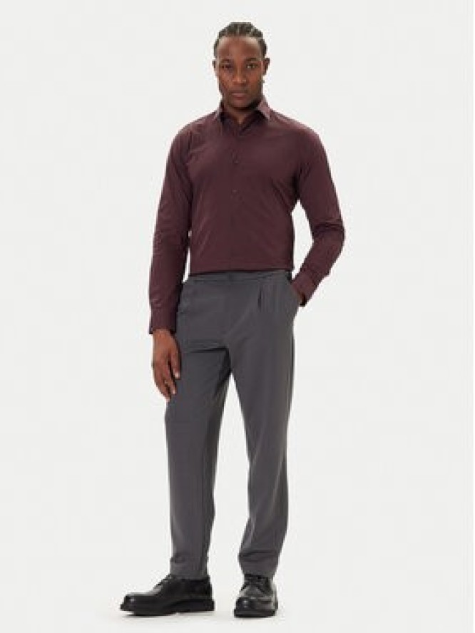 Calvin Klein Koszula Essentials LV019EU037 Bordowy Slim Fit