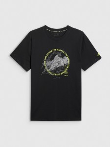 4F T-shirt regular z nadrukiem męski - czarny S